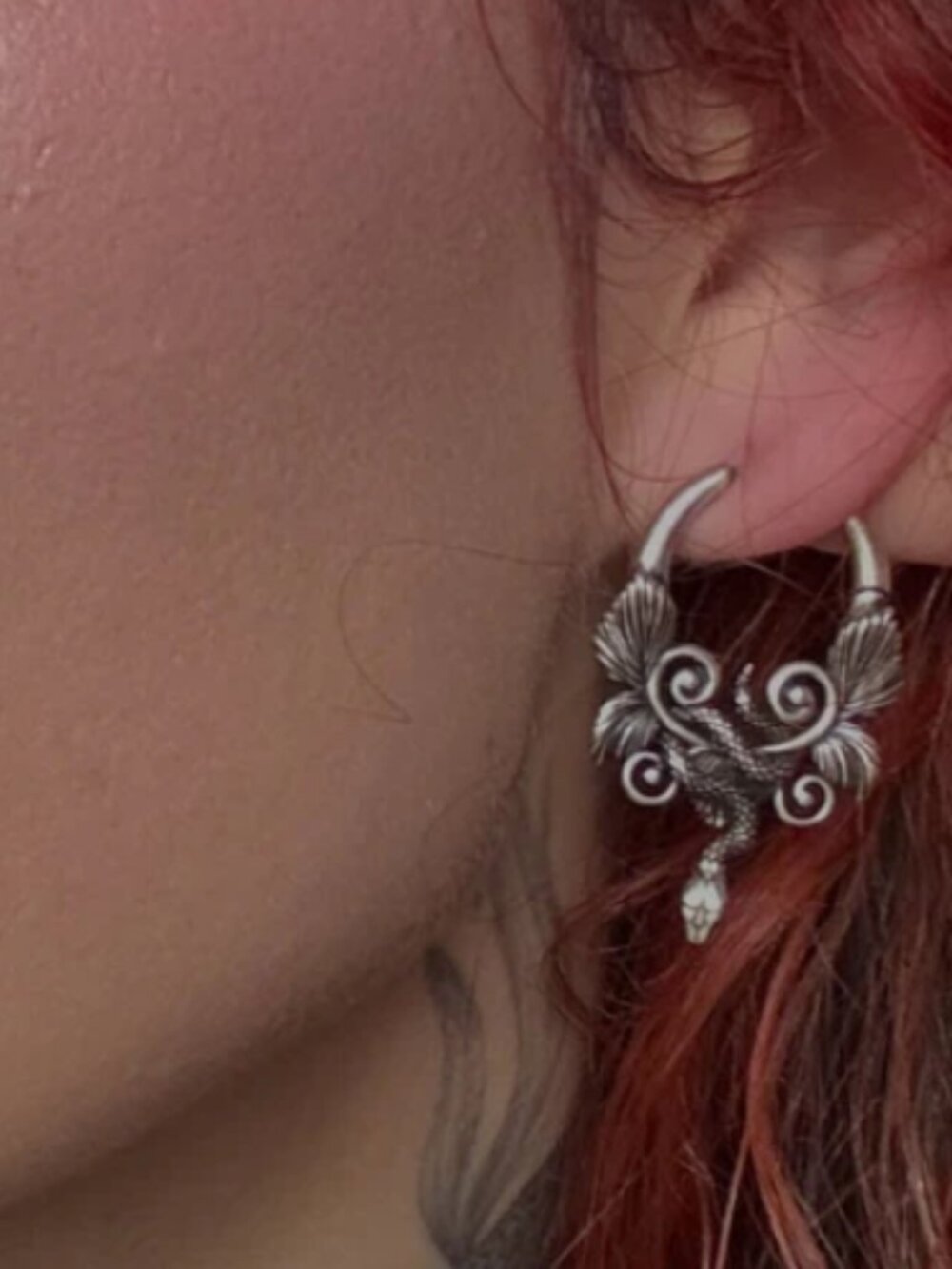 Punk Youth Celestial Serpent Earrings (Silver - One Pair) - Picture 4 of 4